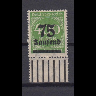 Deutsches Reich 287 a mit Unterrand Ziffern 75 Tsd auf 400 M postfrsich