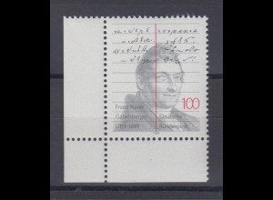 Bund 1423 Eckrand links unten Franz Xaver Gabelsberger 100 Pf postfrisch
