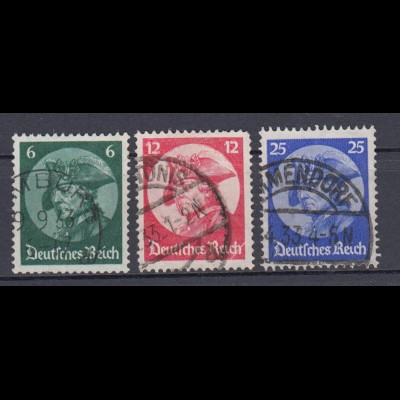 Deutsches Reich 479-481 Friedrich der Große 6 Pf, 12 Pf, 25 Pf gestempelt /3