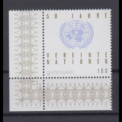 Bund 1804 Eckrand links unten 50 Jahre Vereinte Nation 100 Pf postfrisch