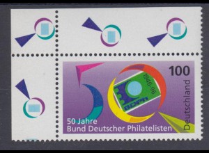 Bund 1878 Eckrand links oben Bund Deutscher Philatelisten e.V. 100 Pf postfrisch