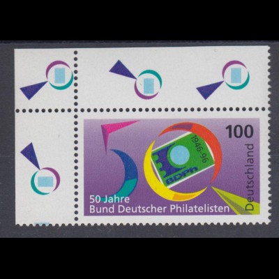 Bund 1878 Eckrand links oben Bund Deutscher Philatelisten e.V. 100 Pf postfrisch