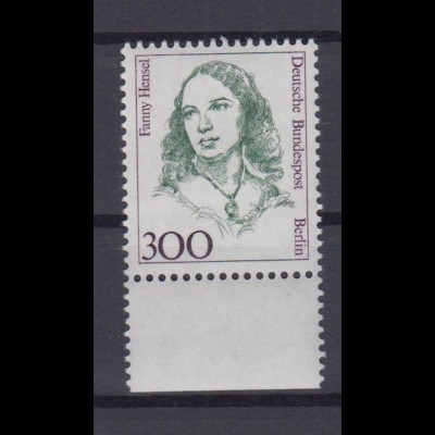 Berlin 849 Einzelmarke mit Unterrand Frauen Fanny Hensel 300 Pf postfrisch 