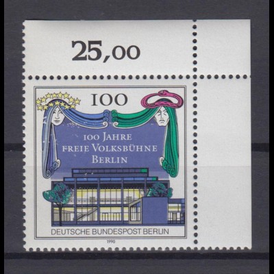 Berlin 866 Eckrand rechts oben Freie Volksbühne Berlin 100 Pf postfrisch