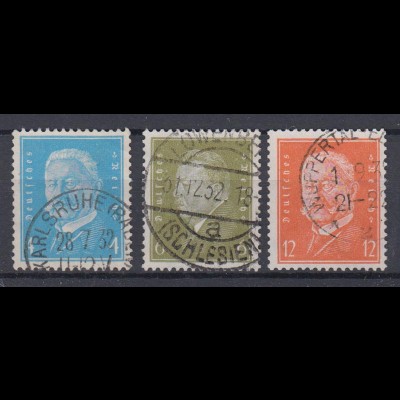 Deutsches Reich 454, 465-466 Paul von Hindenburg 4 Pf, 6 Pf, 12 Pf gestempelt /3