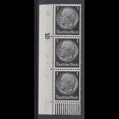 Deutsches Reich 512 Eckrand links unten 3er Streifen Paul von Hindenburg 1 Pf **