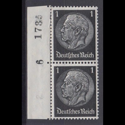 Deutsches Reich 512 Paar mit Seitenrand Bogennummerr Hindenburg 1 Pf postfrisch