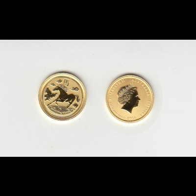 Goldmünze Australien 1/20 OZ Jahr des Pferdes 5 Dollar 2014 in Kapsel