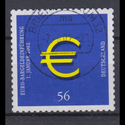 Bund 2236 SELBSTKLEBEND Einführung der Euro-Münzen 56 Cent gestempelt 