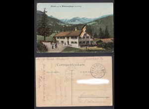 Ansichtskarte Gruss von der Walserschanz Voralberg gestempelt Oberstdorf 1917