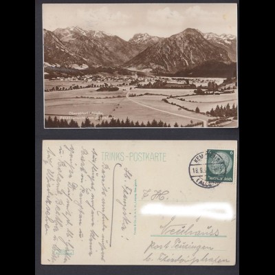 Ansichtskarte Oberstdorf im Allgäu Gesamtansicht vom Jägersberg gestempelt 1933