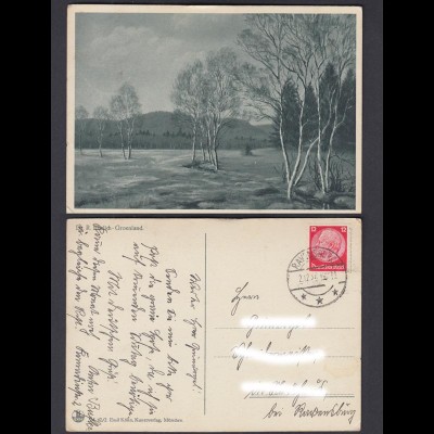 Ansichtskarte Dr. R. Ehrlich Groenland Wiese mit Bäumen gestempelt Ravensburg