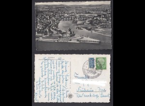 Ansichtskarte Koblenz Moselmündung mit dem deutschen Eck gestempelt 1955