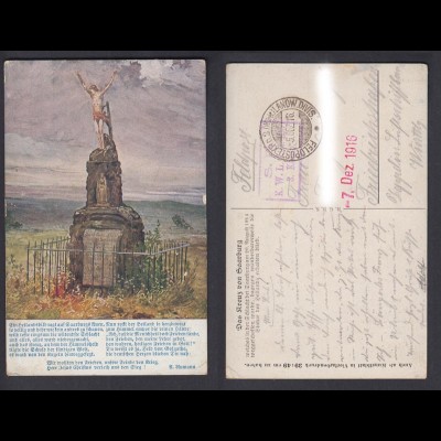 Feldpostkarte 1. WK Das Kreuz von Saarburg mit Vers 1916