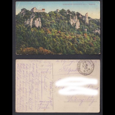 Ansichtskarte Feldpost 1.WK Schloss Wildenstein Donautal gestempelt 1918