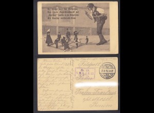 Ansichtskarte Feldpost 1.WK Michel mit Kegel Kugel und kleinen Wichtel 1915