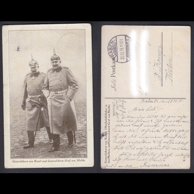 Postkarte Feldpost Generaloberst von Kessel und Generaloberst Graf von Moltke