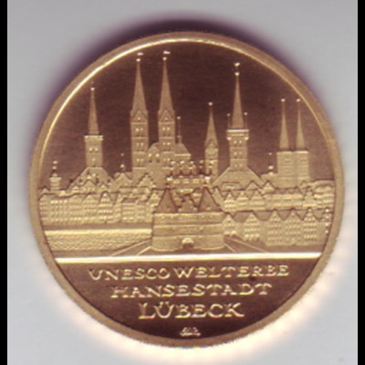 Goldmünze 100 Euro 2007 UNESCO Weltkulturerbe Hansestadt Lübeck