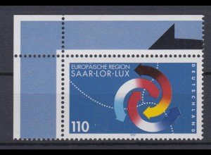 Bund 1957 Eckrand links oben Europäisch Saar Lor Lux 110 Pf postfrisch