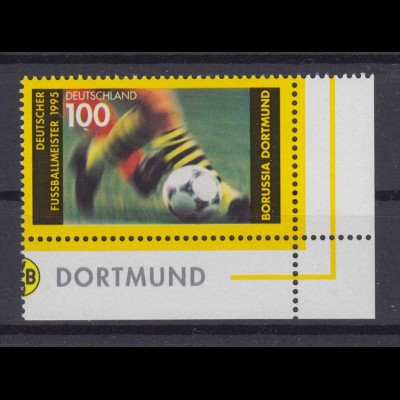 Bund 1833 Eckrand rechts unten Fußballmeister Borussia Dortmund 1995 100 Pf **