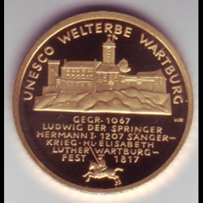 Goldmünze 100 Euro 2011 UNESCO Weltkulturerbe Wartburg