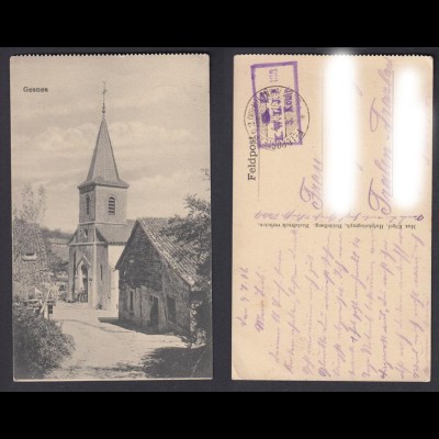 Feldpostkarte 1. WK Gesnes Frankreich 1916 Dorfstraße mit Kirche