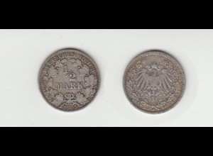 Silbermünze Kaiserreich 1/2 Mark 1905 G Jäger Nr. 16 /14