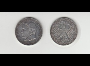 Silbermünze 5 DM Freiherr von Eichendorff original 1957 J 