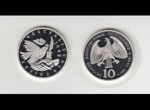 Silbermünze 10 DM 1998 Westfälischer Friede polierte Platte