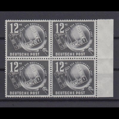 DDR 245 Seitenrand rechts 4er Block Tag der Briefmarke 12+ 3 Pf postfrisch