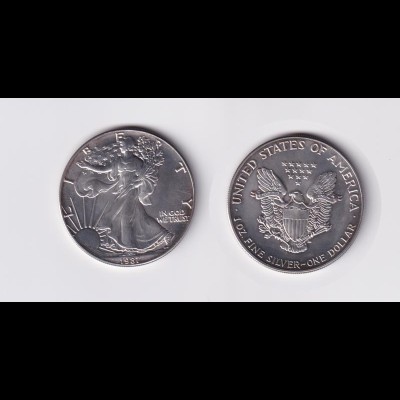 Silbermünze 1 OZ USA Liberty 1 Dollar 1987 angelaufen