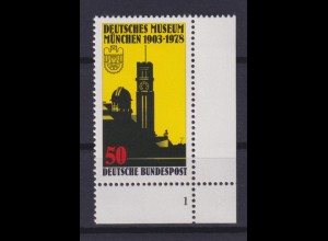 Bund 963 Eckrand rechts unten mit FN 1 Deutsches Museum München 50 Pf postfrisch