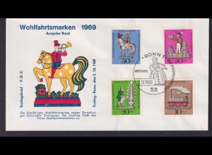 Bund FDC mit 604-607 Wohlfahrt Zinnfiguren mit ESST Bonn 2.10.1969 /1