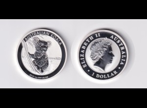 Silbermünze 1 OZ Australien Koala 1 Dollar 2015 Stempelglanz in Kapsel