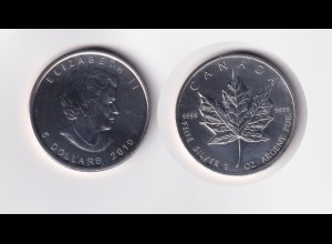 Silbermünze 1 OZ Kanada 5 Dollar 2010 Maple Leaf