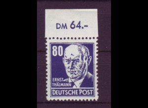 DDR 339 mit Oberrand Ernst Thälmann 80 Pf postfrisch 