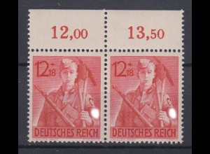 Deutsches Reich 850 I im Paar mit Oberrand Plf. 8 Jahre Arbeitsdienst 3+7 Pf **