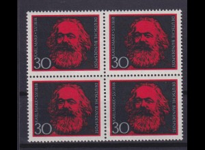 Bund 558 4er Block 150. Geburtstag v. Karl Marx 30 Pf postfrisch 