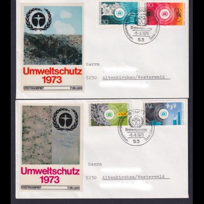 Bund 2 FDC`s mit 774-777 Umweltschtz ESST Bonn 5.06.1973