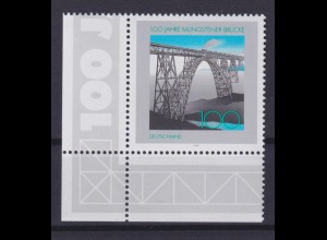 Bund 1931 Eckrand links unten 100 Jahre Müngstener Brücke 100 Pf postfrisch 