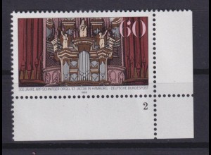 Bund 1441 Eckrand rechts unten mit FN 2 Arp Schnitger Orgel 60 Pf postfrisch