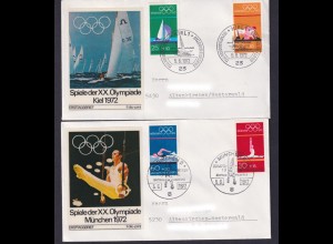 Bund 2 FDC`s mit 719-722 Olympische Sommerspiele München mit ESST 5.6.1972