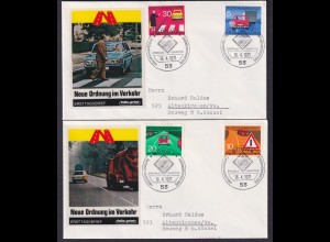 Bund 2 FDC`s mit 670-673 Regeln im Straßenverkehr mit ESST Bonn 16.4.1971
