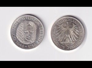 Silbermünze 5 DM 1966 D Leibniz stempelglanz