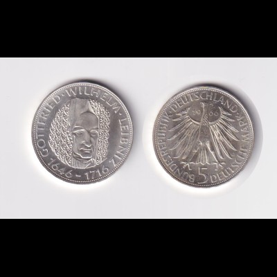 Silbermünze 5 DM 1966 D Leibniz stempelglanz