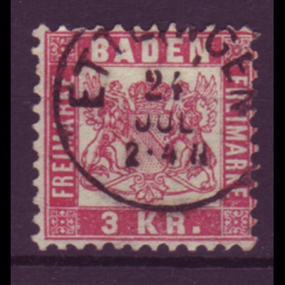 Baden Mi.Nr. 24 Wappen 3 Kreuzer gestempelt 