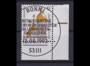 Bund 1687 Eckrand rechts unten SWK 41 Pf mit Ersttagsstempel Bonn