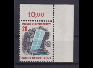 Berlin 439 Eckrand rechts oben Tag der Briefmarke 20 Pf postfrisch