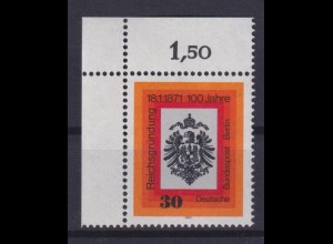Berlin 385 Eckrand links oben Jahrestag der Reichsgründung 30 Pf postfrisch