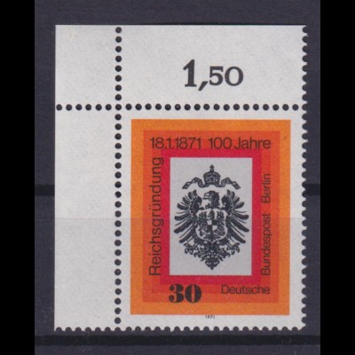 Berlin 385 Eckrand links oben Jahrestag der Reichsgründung 30 Pf postfrisch